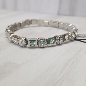 Cookie Lee Crystal silver glam stretch bracelet-clear NWT